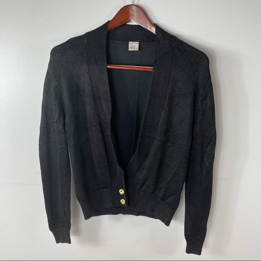 Vintage Black Two Button Cardigan Size Medium